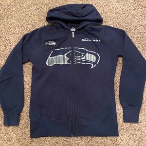 SEAHAWKS Zip Up Hoodie with Glitter Logo